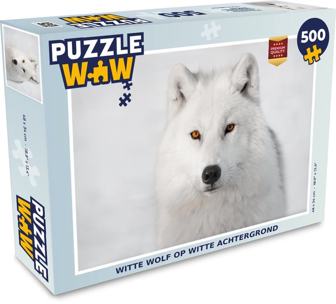 Puzzel Witte wolf op witte achtergrond - Legpuzzel - Puzzel 500 stukjes