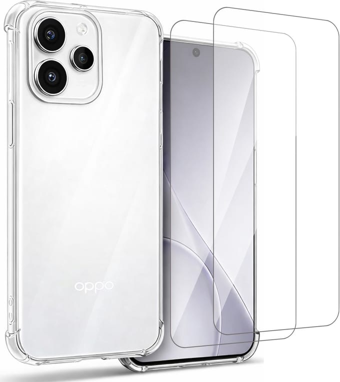 Hoesje geschikt voor Oppo Reno 15 Pro 5G - 2x Screenprotector Glas - Shockproof Transparant