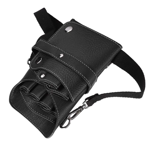 Sac Banane Portable pour Ciseaux de Coiffeur Rangement Outils de Coiffure Marron noir