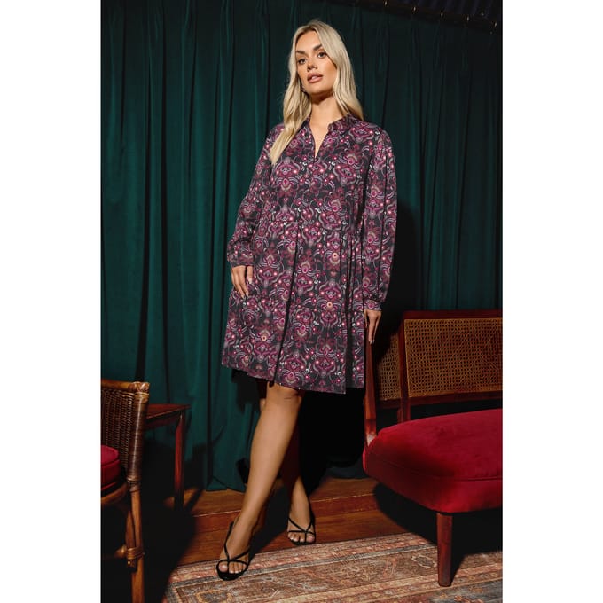 Yours Zwarte Paisley Gelaagde Shirtjurk Size 48