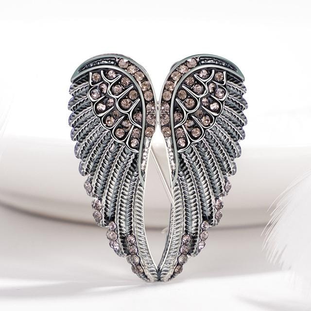 Mode Schattige Strass Engelenvleugels Heren en Dames Broche Jas Accessoires Corsage gray