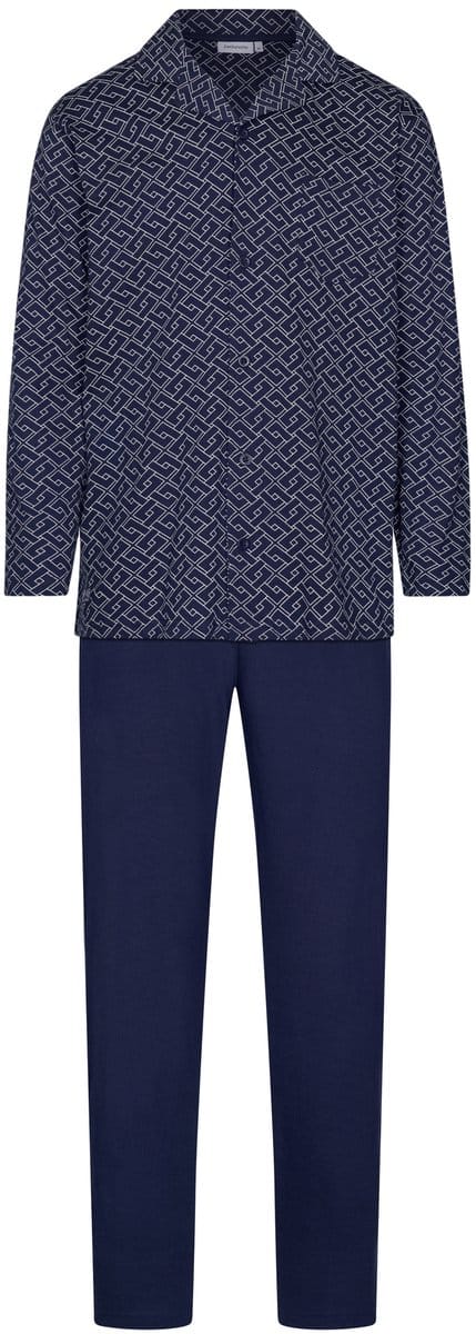 Pastunette - Pyjama - Linear - Bio Katoen - Blauw - Doorknoop - Maat 3XL