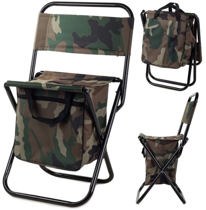 Mini opvouwbare stoel - Visstoel - Opbergvak - Camouflage - Handvatten