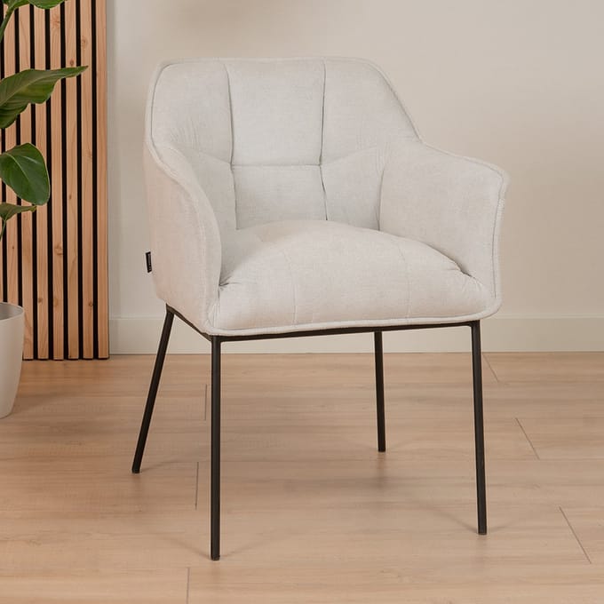 Bronx71® Scandinavische eetkamerstoel Jens off white - stoel