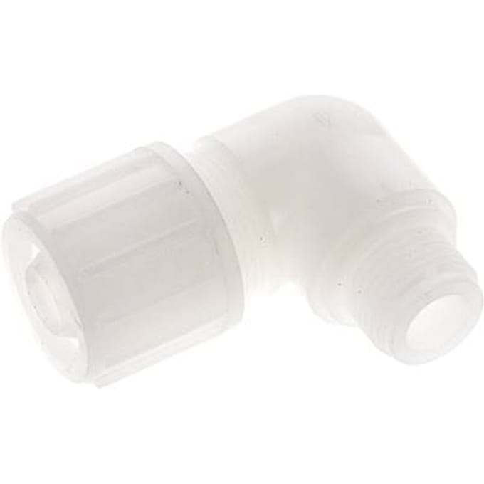 20x13mm & G1/2'' PVDF L-Vorm Knelfitting Buitendraad 10bar Kunststof en Polyamide