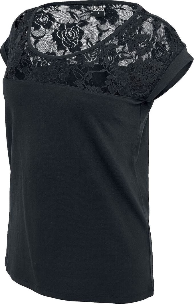 Urban Classics Laces Tee Dames T-shirt - zwart - M