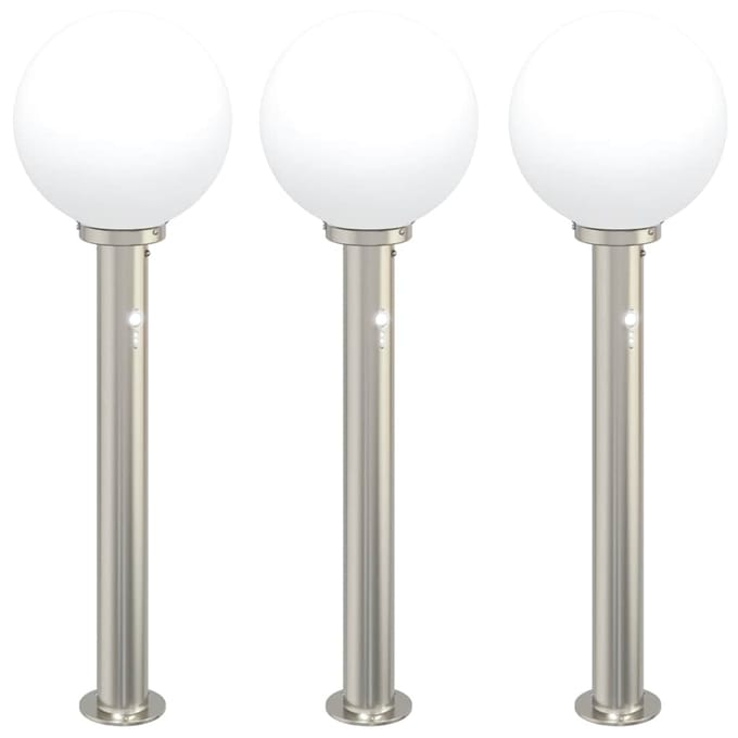 vidaXL Bolderverlichting met sensor 3 stuks 80 cm RVS IP44