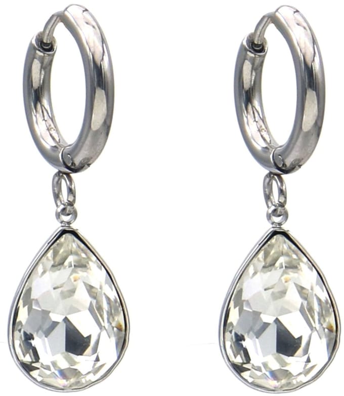 Oorbellen kristal - zilverkleurig - 3.5 cm