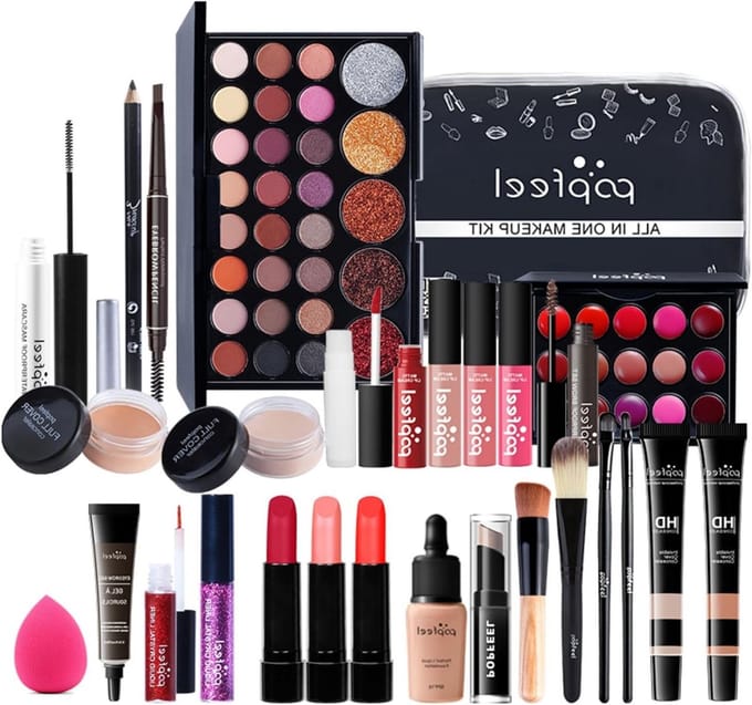 Complete 28-delige Make-up Set met Oogschaduw, Lippenstift, Borstels en Toilettas voor Perfecte Look