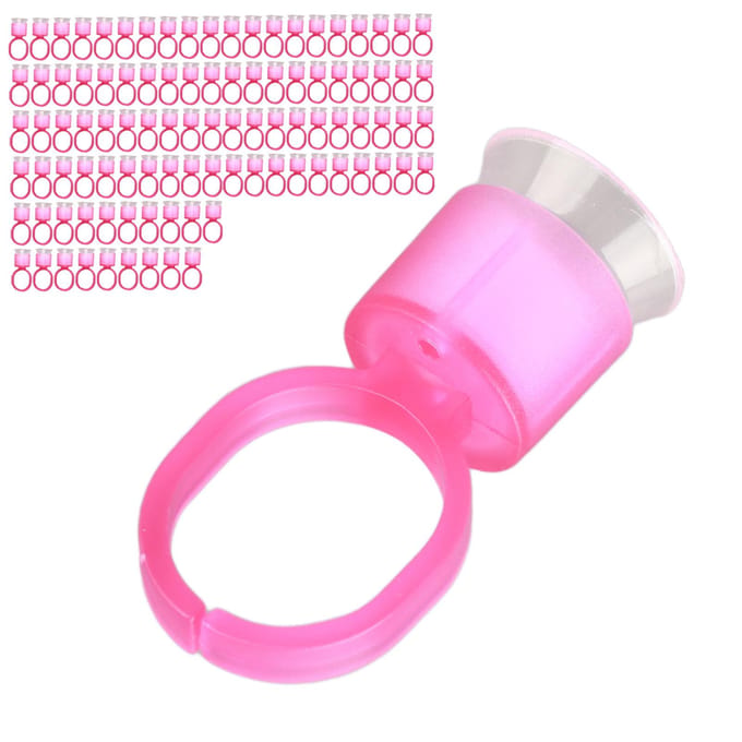100 stuks Tattoo Inkt Ring Cup Wegwerp Microblading Pigment Cup Houder met Spons pink