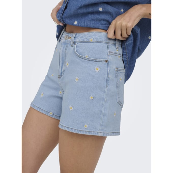 ONLY- ONLJOSEPHINE HW EMB DNM SHORTS AZGNOOS - Dames - Broek