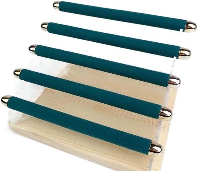 Armband Display Stand - Sieraden Organizer - Sieraden Presenteren - Houten Fluweel - 21cmx9cmx10.5cm - Groen