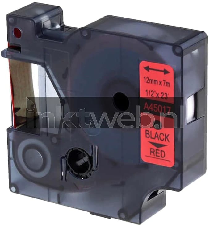 FLWR - Labelprintrol / 45017  / Zwart op Rood - Geschikt voor Dymo