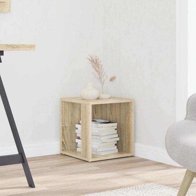 vidaXL - Bijzettafel - 33x33x34,5 - cm - bewerkt - hout - sonoma - eikenkleurig