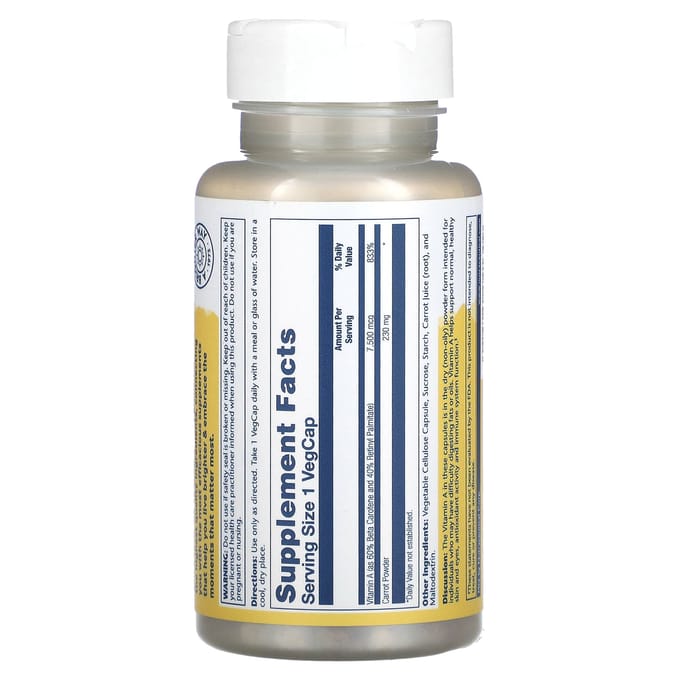 Droge formulering Vitamine A, 7.500 mg, 60 plantaardige capsules