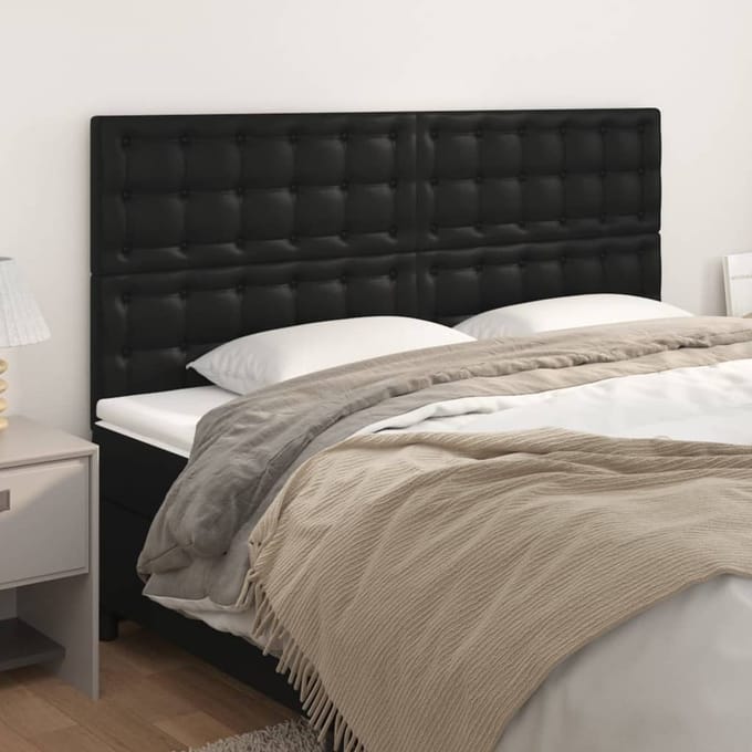 vidaXL - Hoofdbord - zwart - 200x5x118/128 - cm - kunstleer