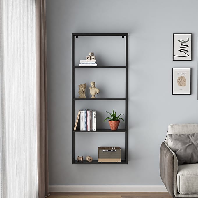 Wandplank Jämijärvi staal 140x60x18 cm zwart