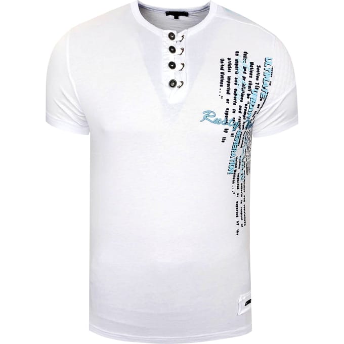 Olie-gewassen T-shirt met knoopsluiting