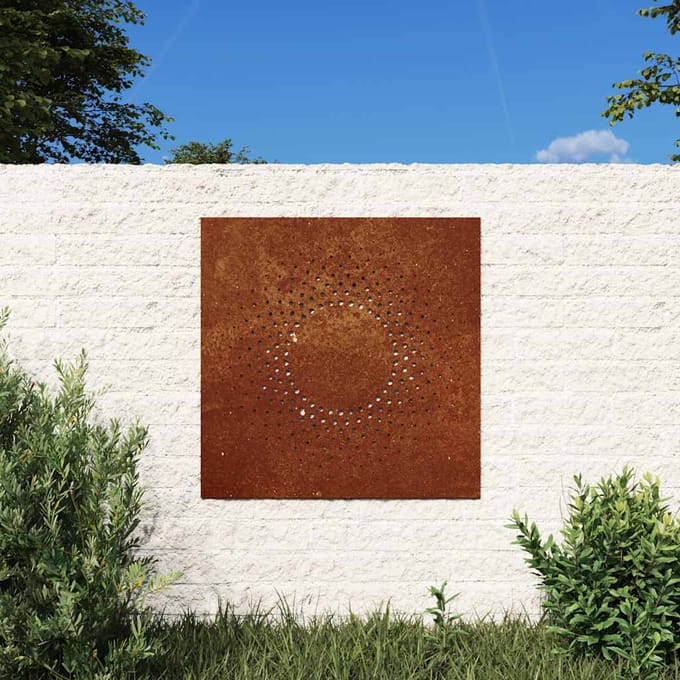 Vidaxl Décoration Murale de Jardin, 55x55 cm, Acier Corten, Soleil