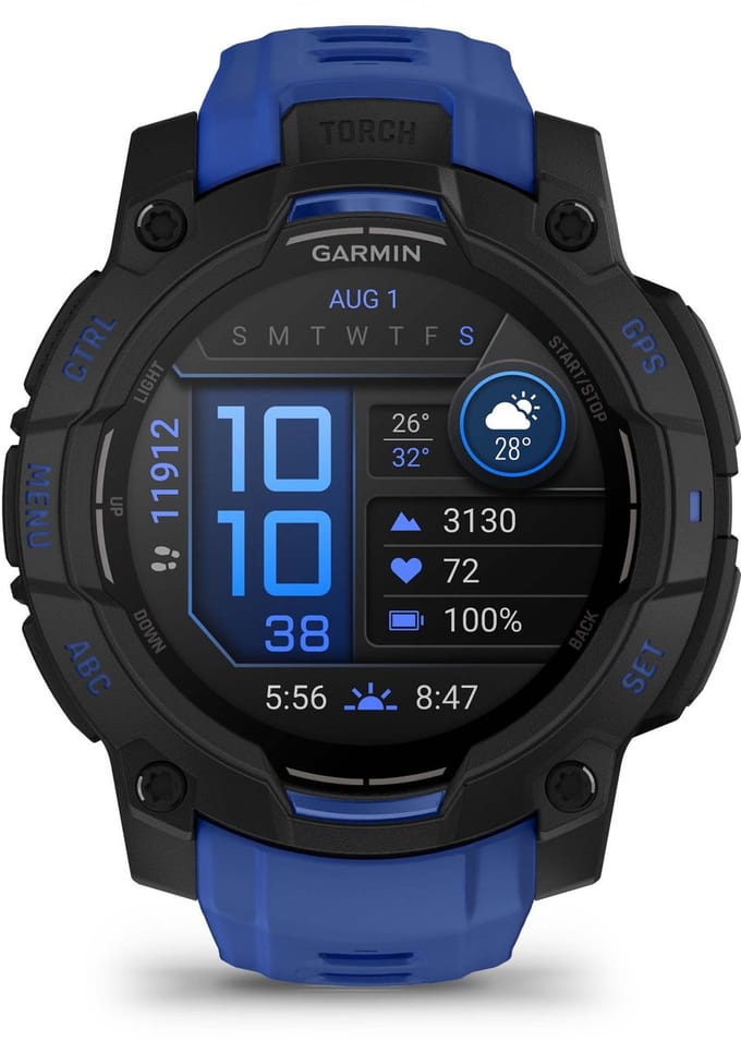 Garmin Instinct 3- Smartwatch - 45mm - AMOLED - Zwart & Blauw - Limited Edition