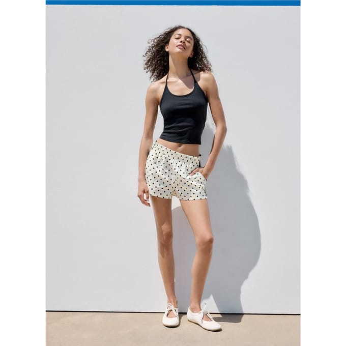 Stradivarius Technische short met stippen  Ecru XS