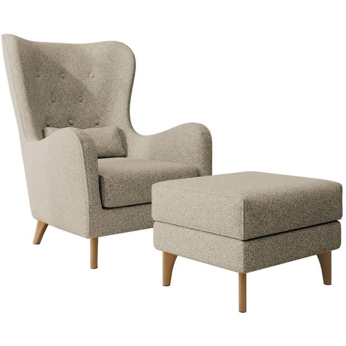 Fauteuil met hocker Casara bouclé | NADUVI Collection