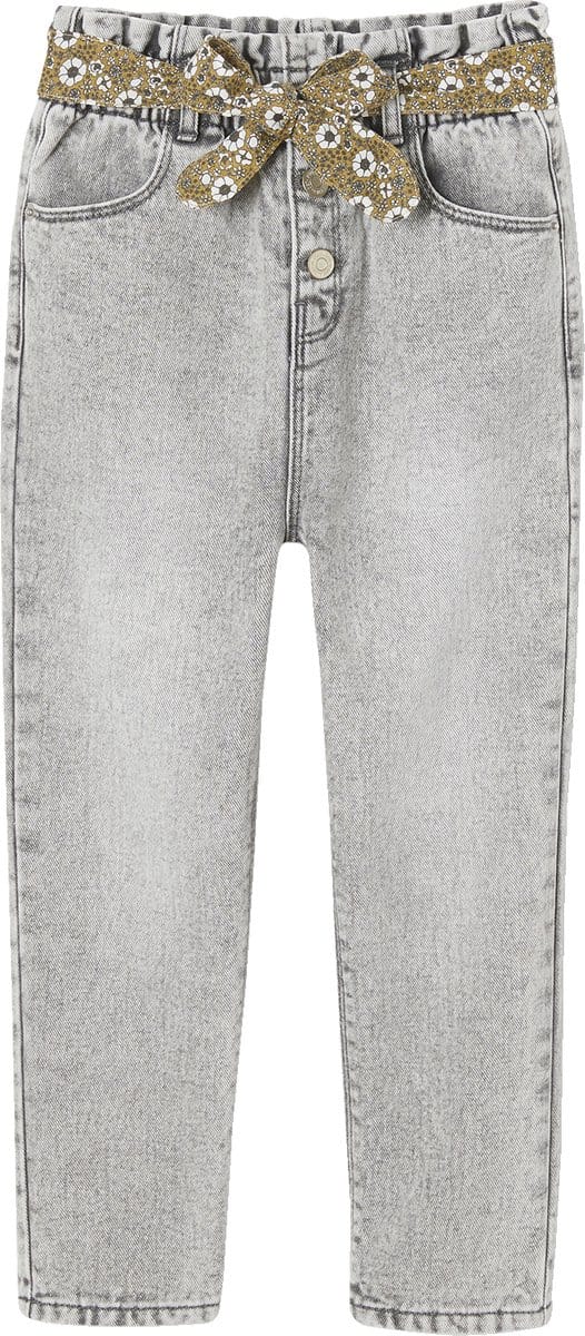 Vertbaudet Paperbag jeans met bloemenriem voor meisjes