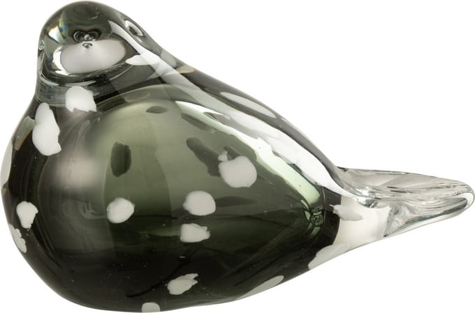 J-Line figuur Vogel - glas - wit/zwart - small
