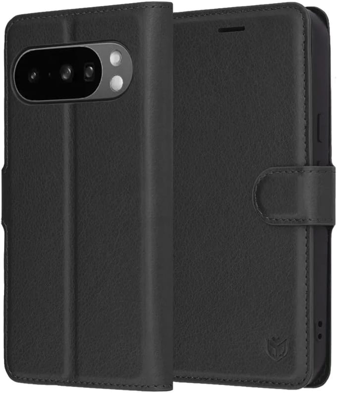 Hoesje geschikt voor Google Pixel 10 Pro XL - Techsuit Leather Folio Book Wallet Case - Zwart