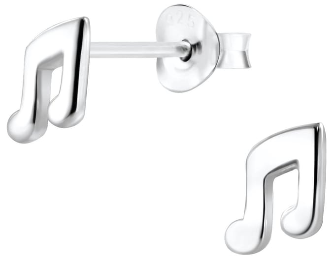 Joy|S - Zilveren muzieknoot oorbellen - 6 mm - muziek oorknoppen