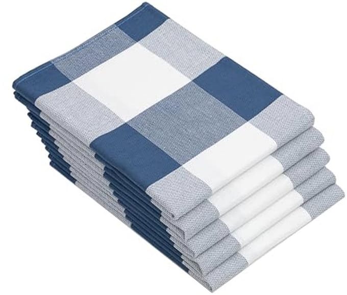 Set van 5 blauwe geruite theedoeken 50x70 cm