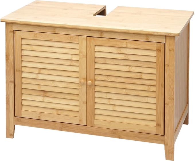 Badmeubel MCW-B18, badkamermeubel, bamboe ~ 60x80x40cm