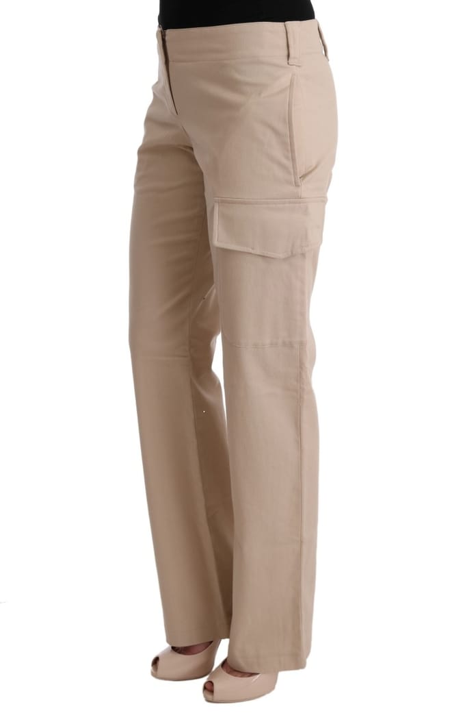 Beige Rechte Casual Broek