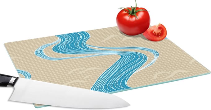 Glazen Snijplank - 28x20 - Patroon - Berg - Rivier - Snijplanken Glas