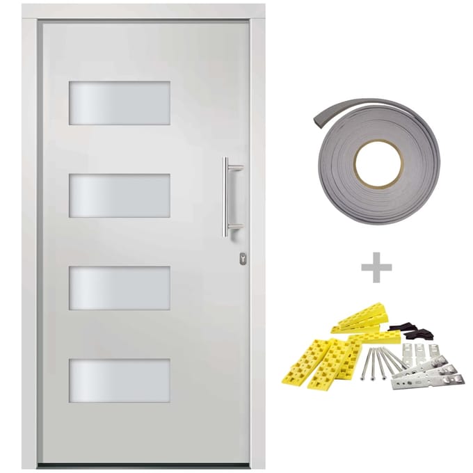 vidaXL - Voordeur - 100x200 - cm - aluminium - en - PVC - wit