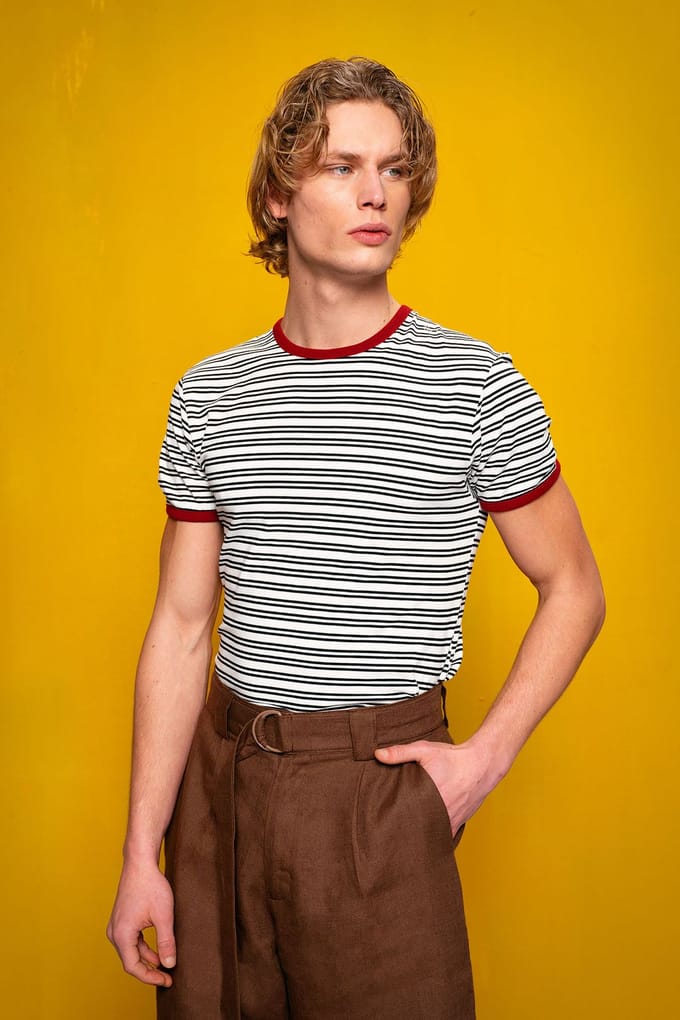 Slim Fit Gestreepte Crew Neck T-Shirt