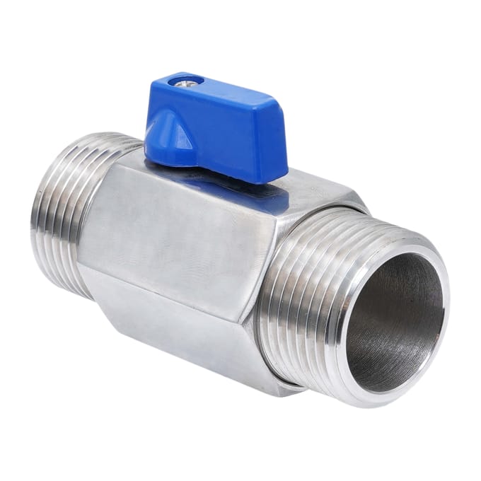 G 1'' M/M 2-Weg RVS Mini Kogelkraan 69 Bar PTFE - TamesonPRO 1113-100-M