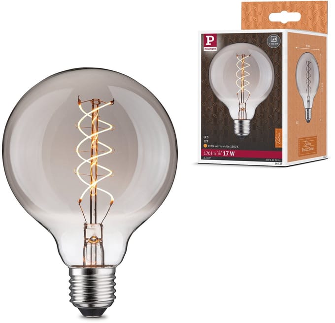 Rustic Shine Standaard 230 V LED Globe Draad in S-vorm 170lm 4,2W 1800K dimbaar Rookglas