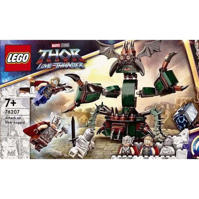 LEGO® Marvel Aanval op New Asgard 76207 bouwset; Marvel Studios Love & Thunder bouwspeelgoed met minifiguren van Thor en Machtige Thor; verjaardagscadeau voor kinderen, Marvel fans en superhelden vanaf 7 jaar (159 onderdelen)