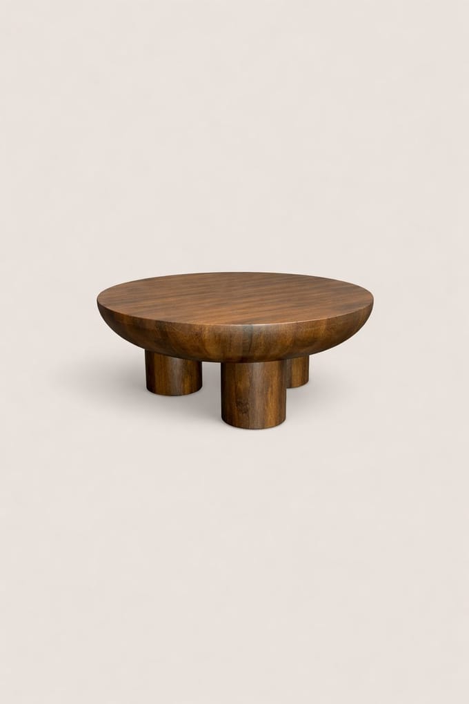 Salontafel 90 cm Mangohout – Rond – Bruin – Modern Design