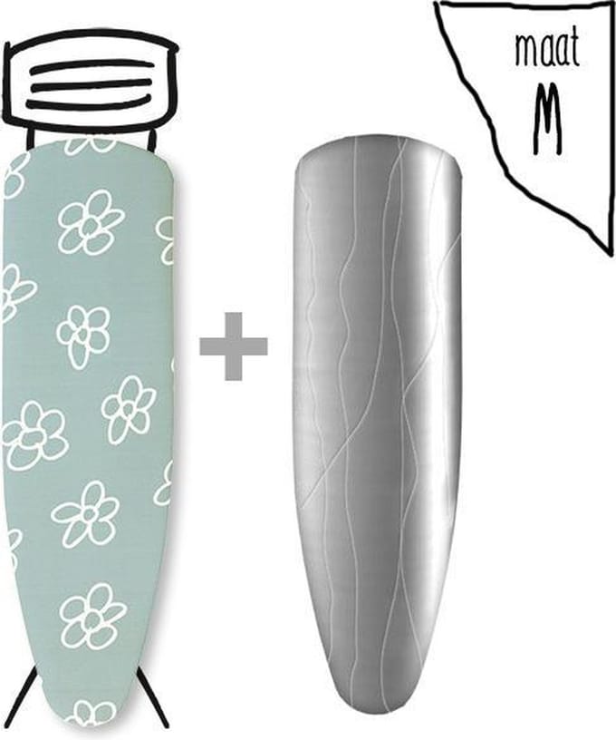 Leuke Strijkhoezen | Strijkhoes met een Stoom Molton - bloemen groen - maat M - complete set
