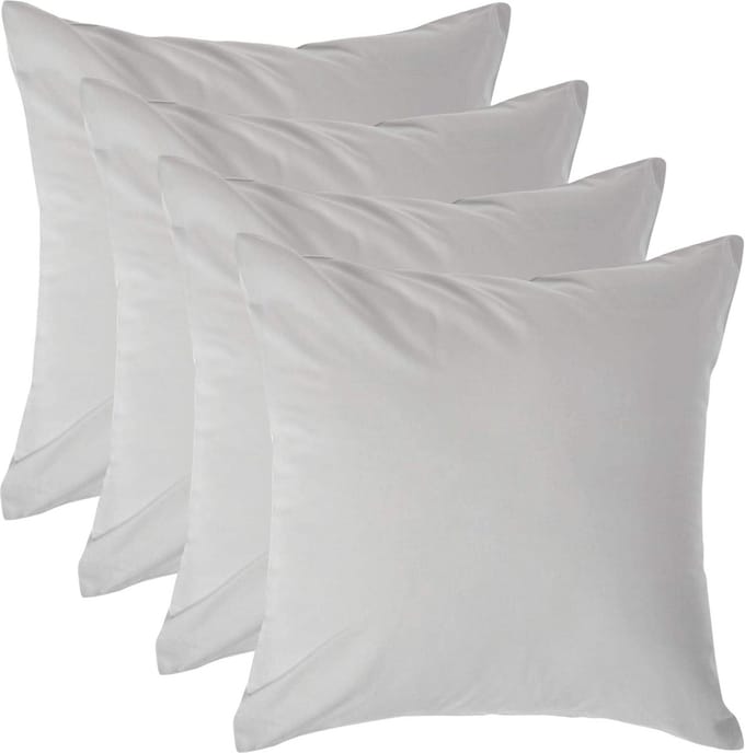 Homescapes Kussensloop 40x40 cm Set van 4 – Zilvergrijs – 100% Egyptisch Perkal Katoen – 200 TC