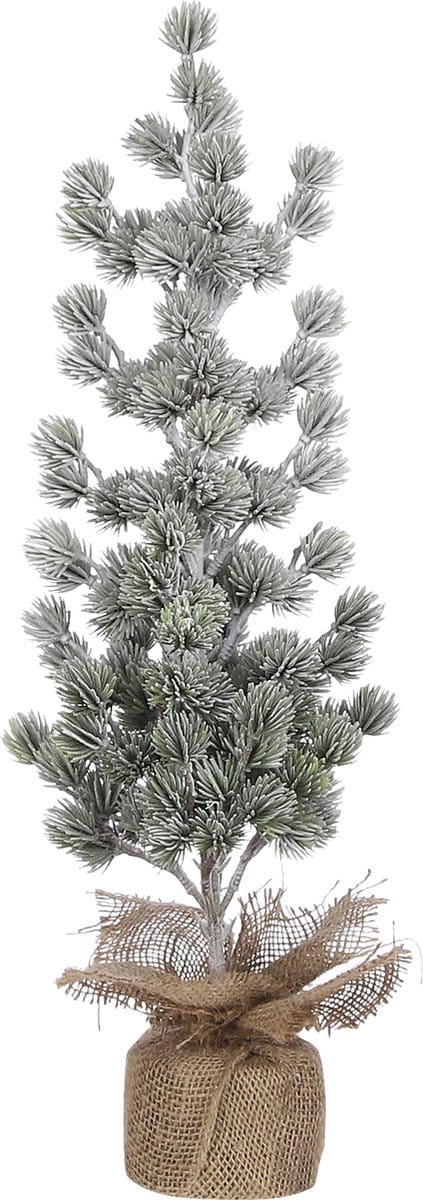 X-mas tree with burlap green frosted TIPS 141 - h55xd25cm