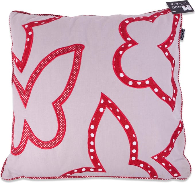 In The Mood Contour Butterfly - Sierkussen - Kiezel/rood - 50x50 cm