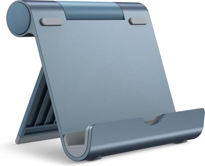 Tablet Standaard, Verstelbare Draagbaar Houder, Bureau Tablethouder Tabletstandaard Dock Holder voor iPad/iPad Pro/Air/Mini, Galaxy Tab A8/A7 Lite/A7/S8/S7, Tab/Phones(4-13"), Grijs