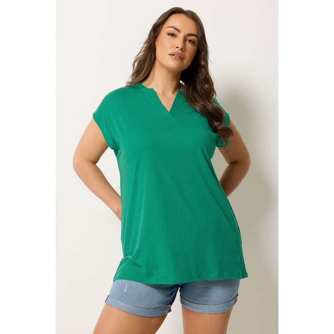 Yours Groen Tshirt Met Vhals Size 54-56
