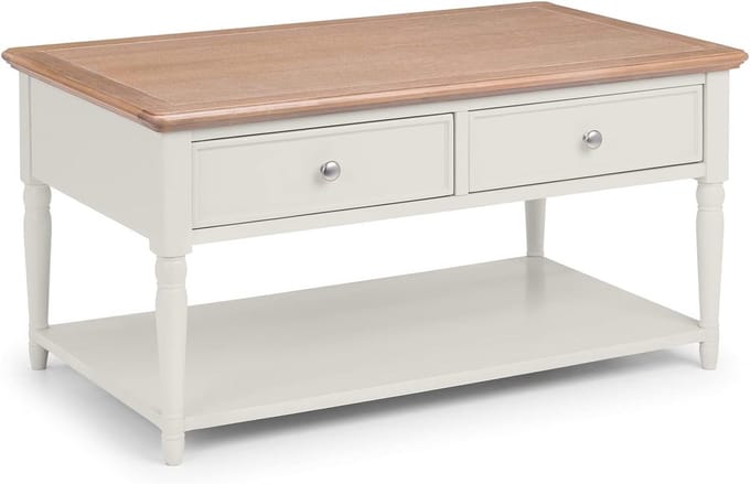 Koffietafel met 2 Lades - Grijs en Slick Eiken - 100x60 cm