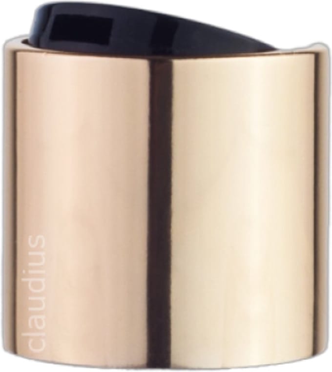 Disctop goud met zwart – klepdop met schijfopening – aluminium sluiting - set van 10 stuks