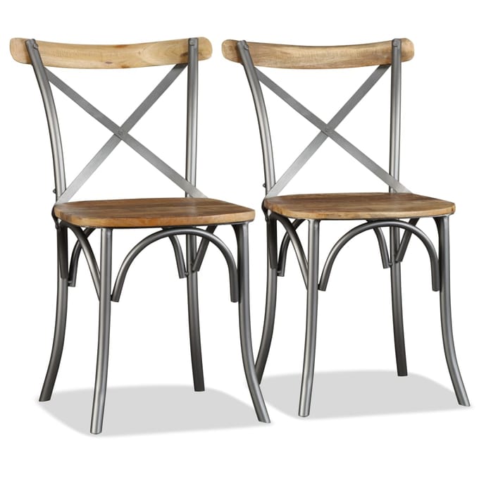 vidaXL - Eetkamerstoelen - 2 - st - massief - mangohout