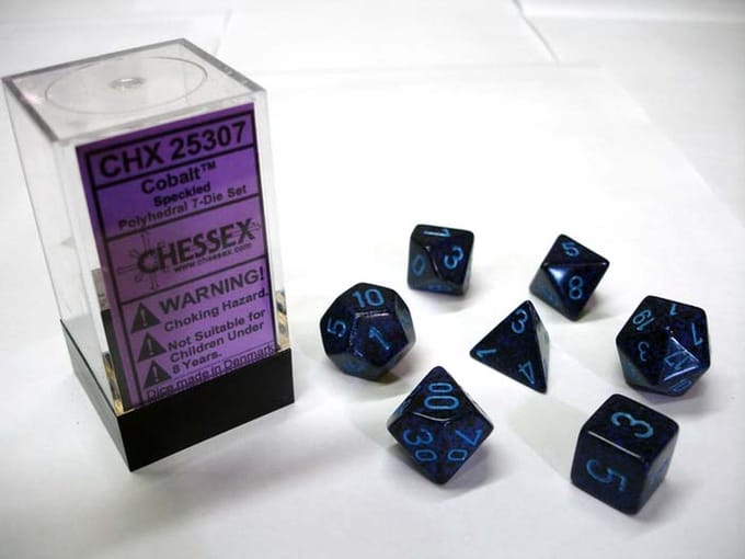 Chessex dobbelstenen set - 7-delige Speckled Cobalt Polydice